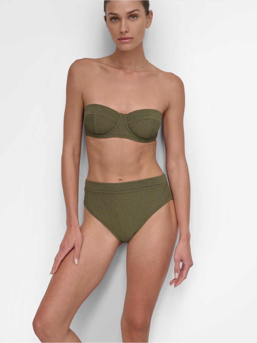DKNY Olive Bandeau High-Waist Bikini Set